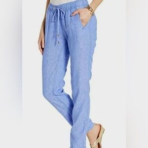 NWT’s Lilly Pulitzer Aden Linen Pants In Beckon Blue Size Large